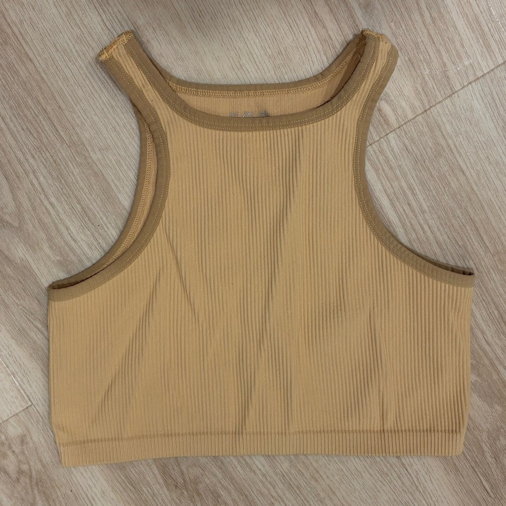 Yellow Cropped Ribbed Urban Outfitters Size Medium Tank Top